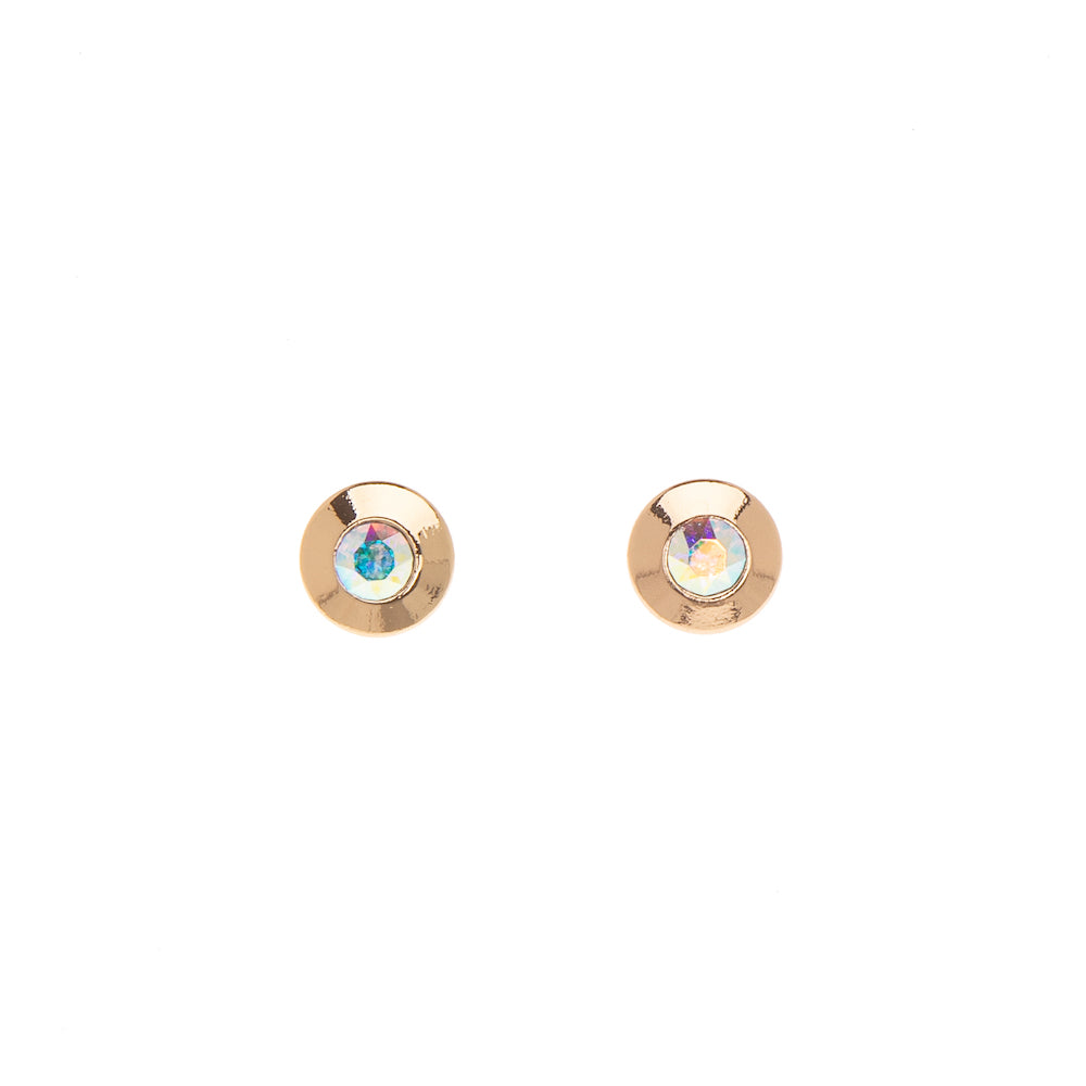 Dainty Circular Crystal Stud Earrings