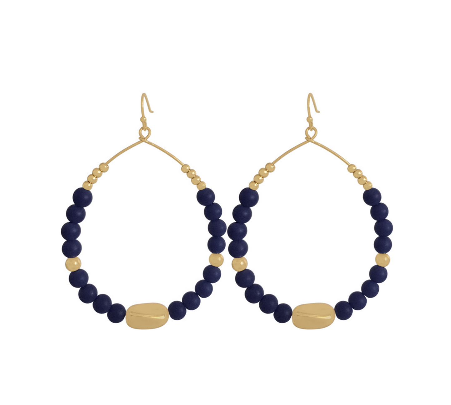 Goldtone & Beaded Oval Hoop Earrings