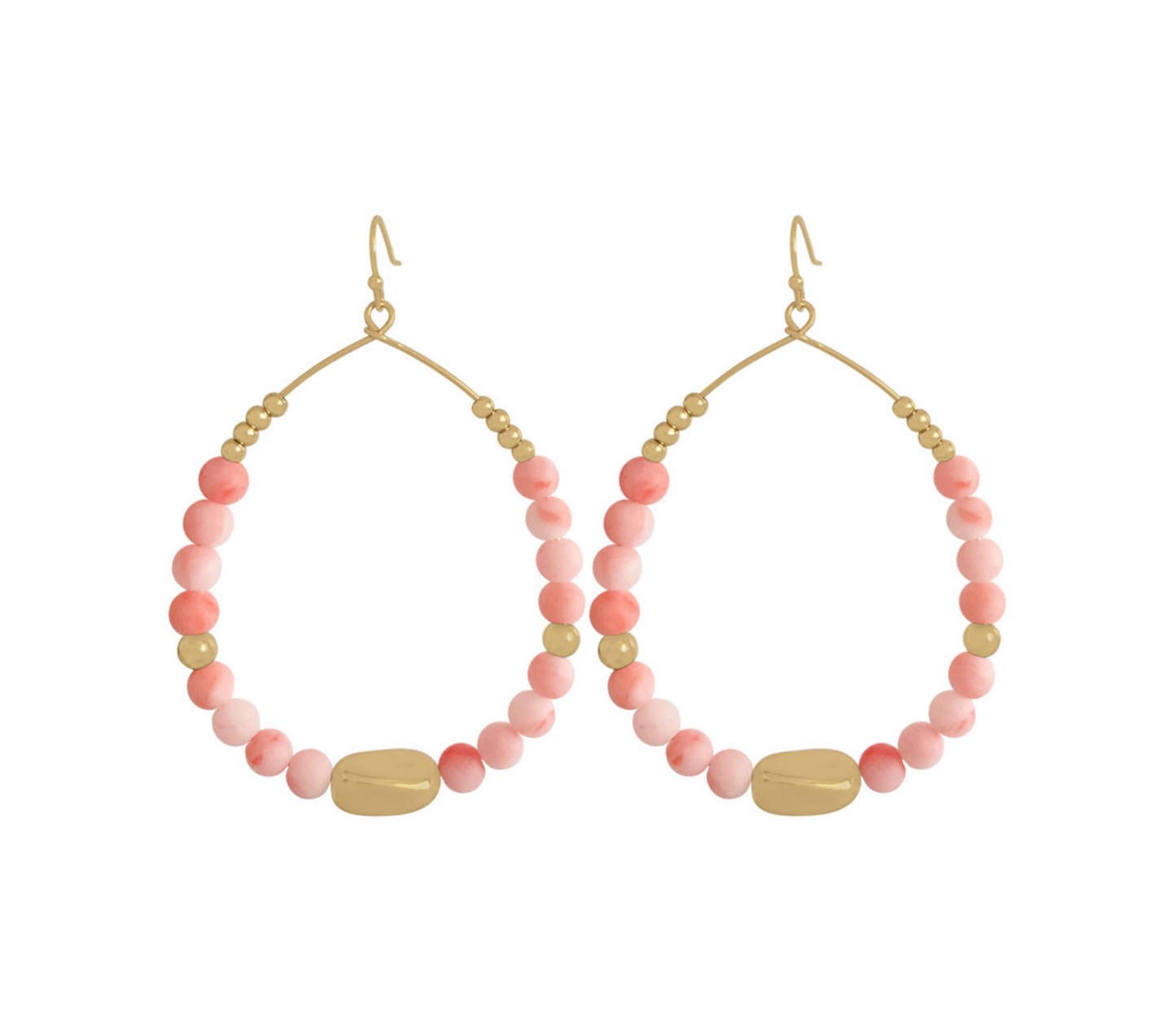 Goldtone & Beaded Oval Hoop Earrings