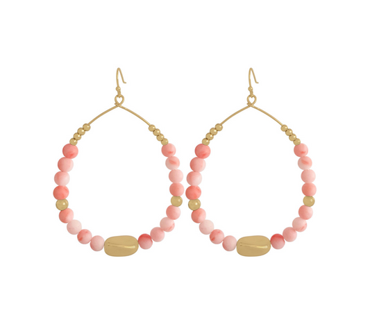 Goldtone & Beaded Oval Hoop Earrings