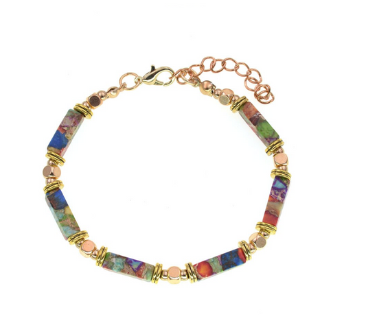Multicoloured Howlite Beaded Bracelet