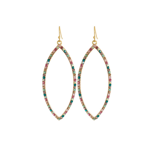 Open Marquis Crystal Encrusted Drop Earrings