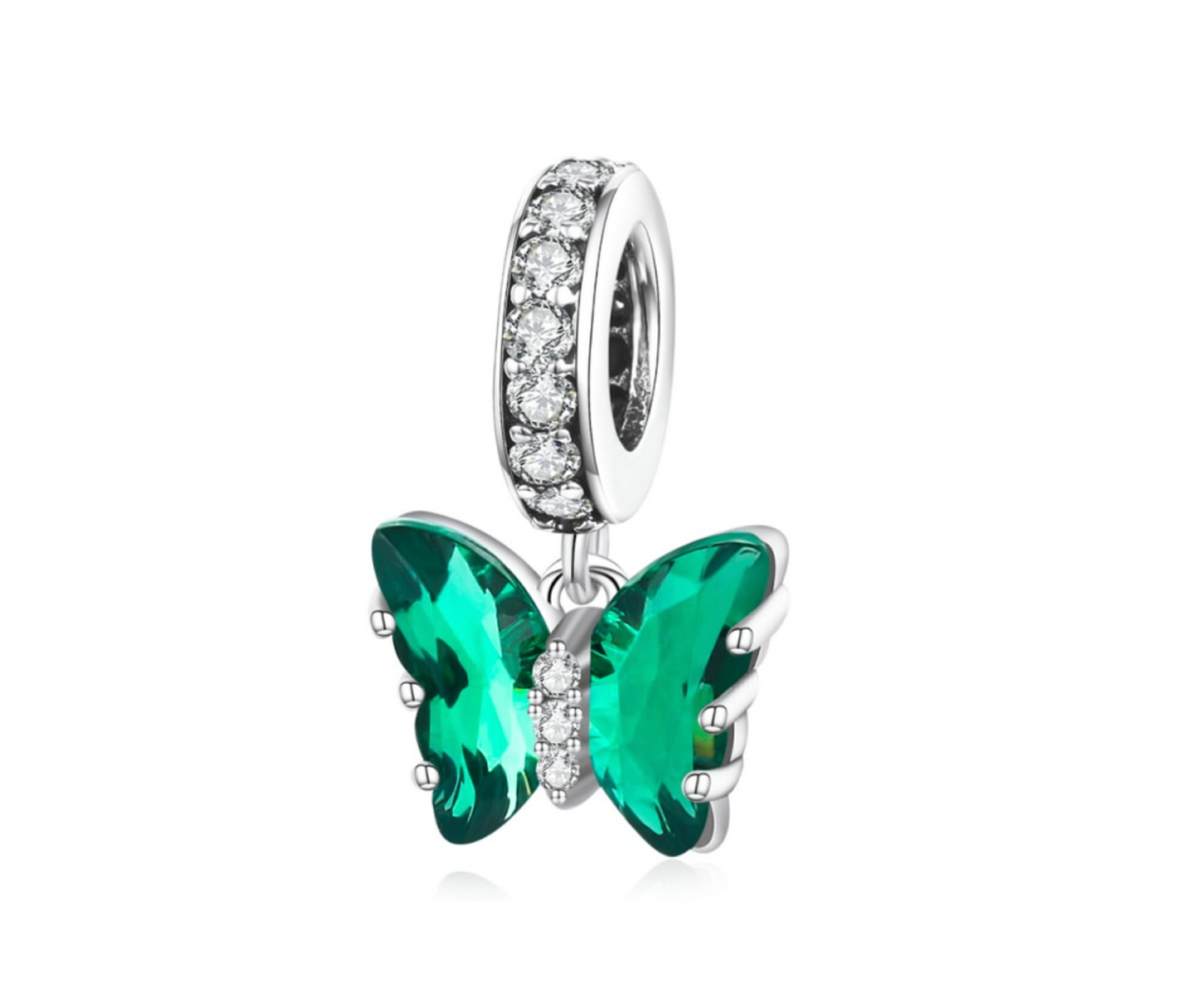 Cubic Zirconia & Sterling Silver Butterfly Charm