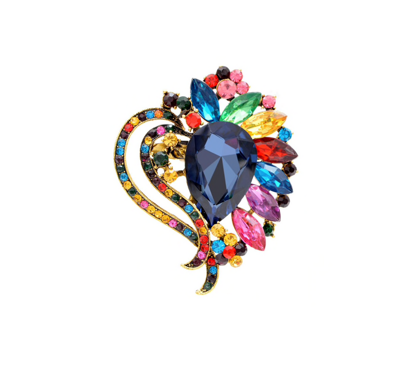 Multi Colored Crystal Brooch