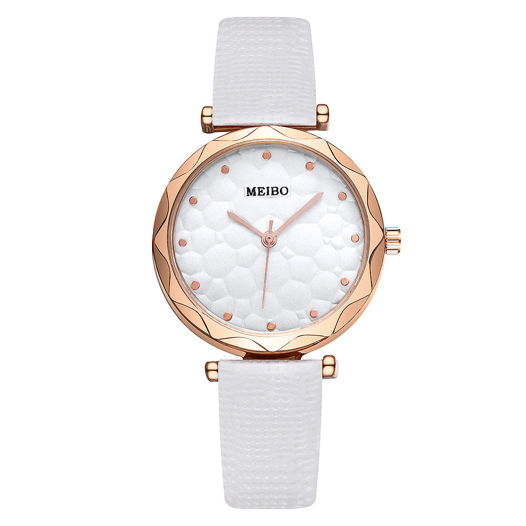 Embossed Faux Leather Rose Goldtone Watch