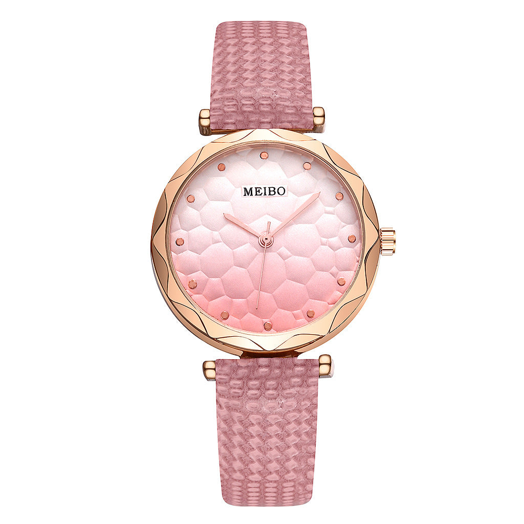 Embossed Faux Leather Rose Goldtone Watch