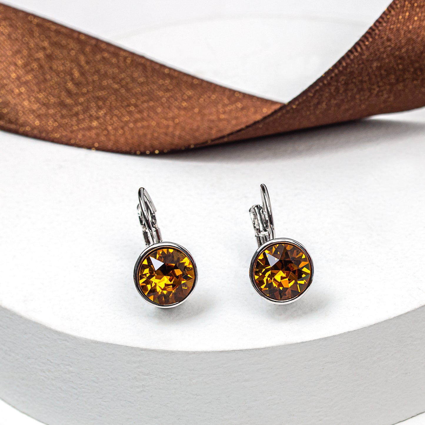 Crystal Leverback Everyday Earrings with Swarovski Crystals