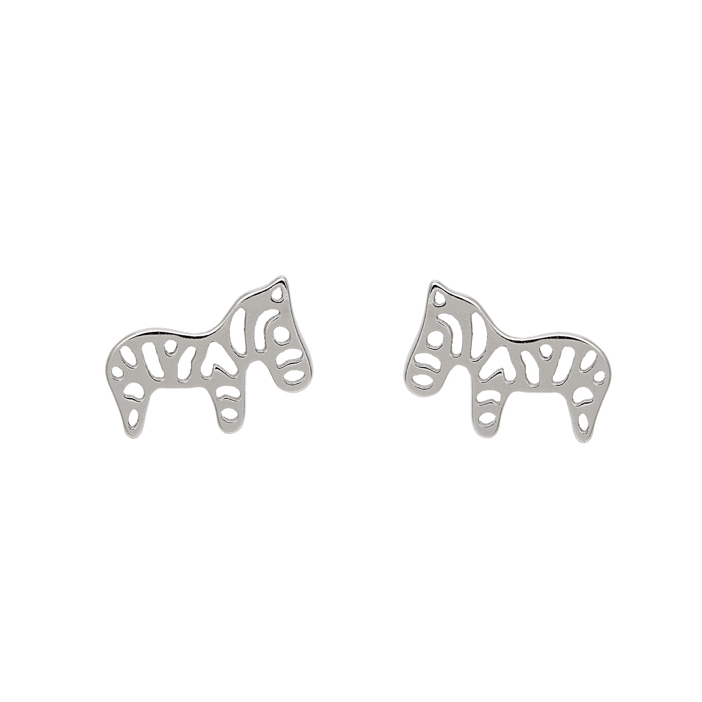 Sterling Silver Openwork Zebra Stud Earrings