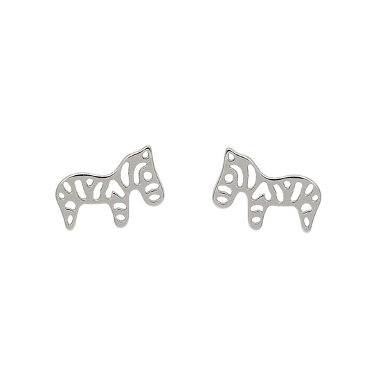 Sterling Silver Openwork Zebra Stud Earrings