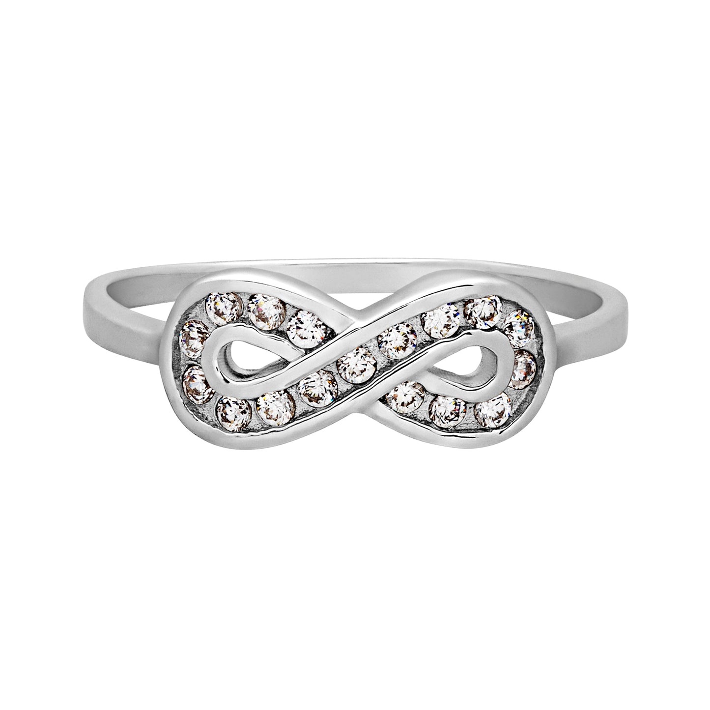 Cubic Zirconia & Sterling Silver Pavé Infinity Ring