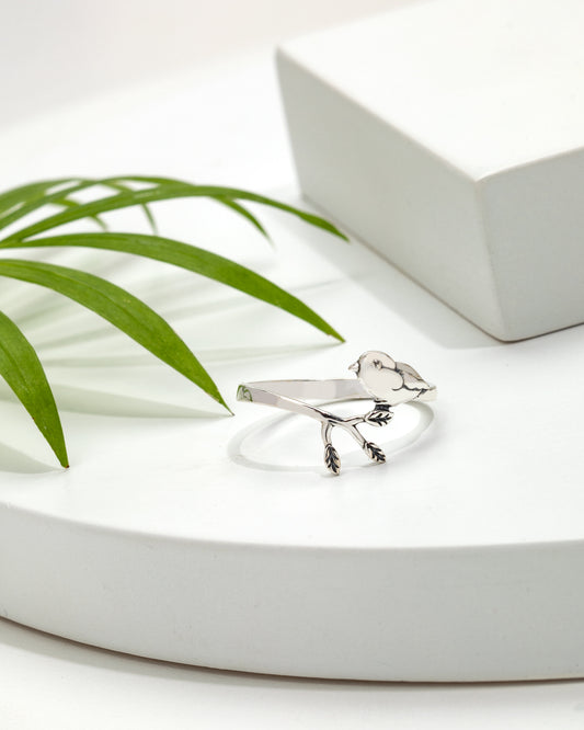 Sterling Silver Bird on Branch Ring