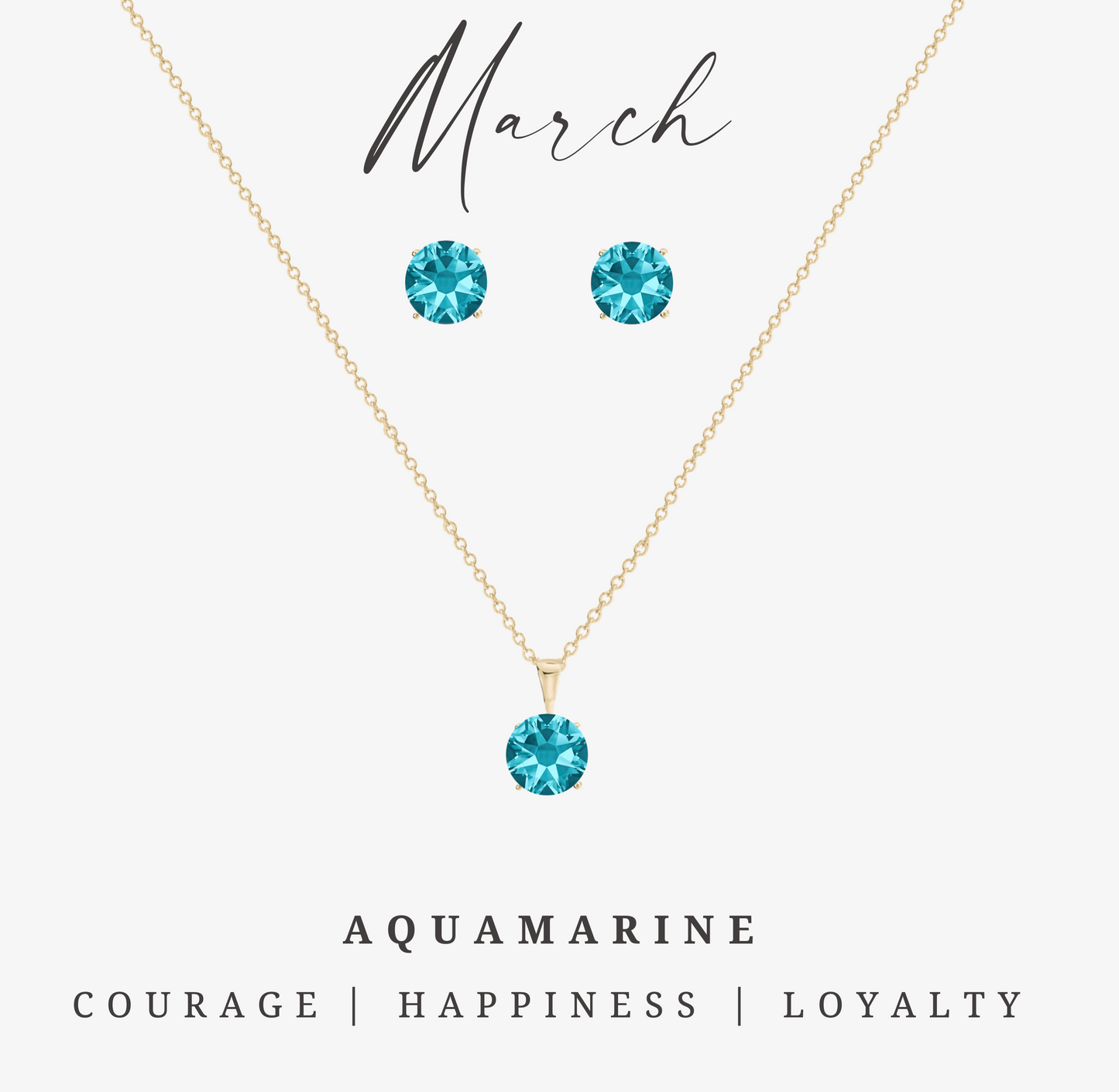 CZ Birthstone Stud Earring & Circular Pendant Set