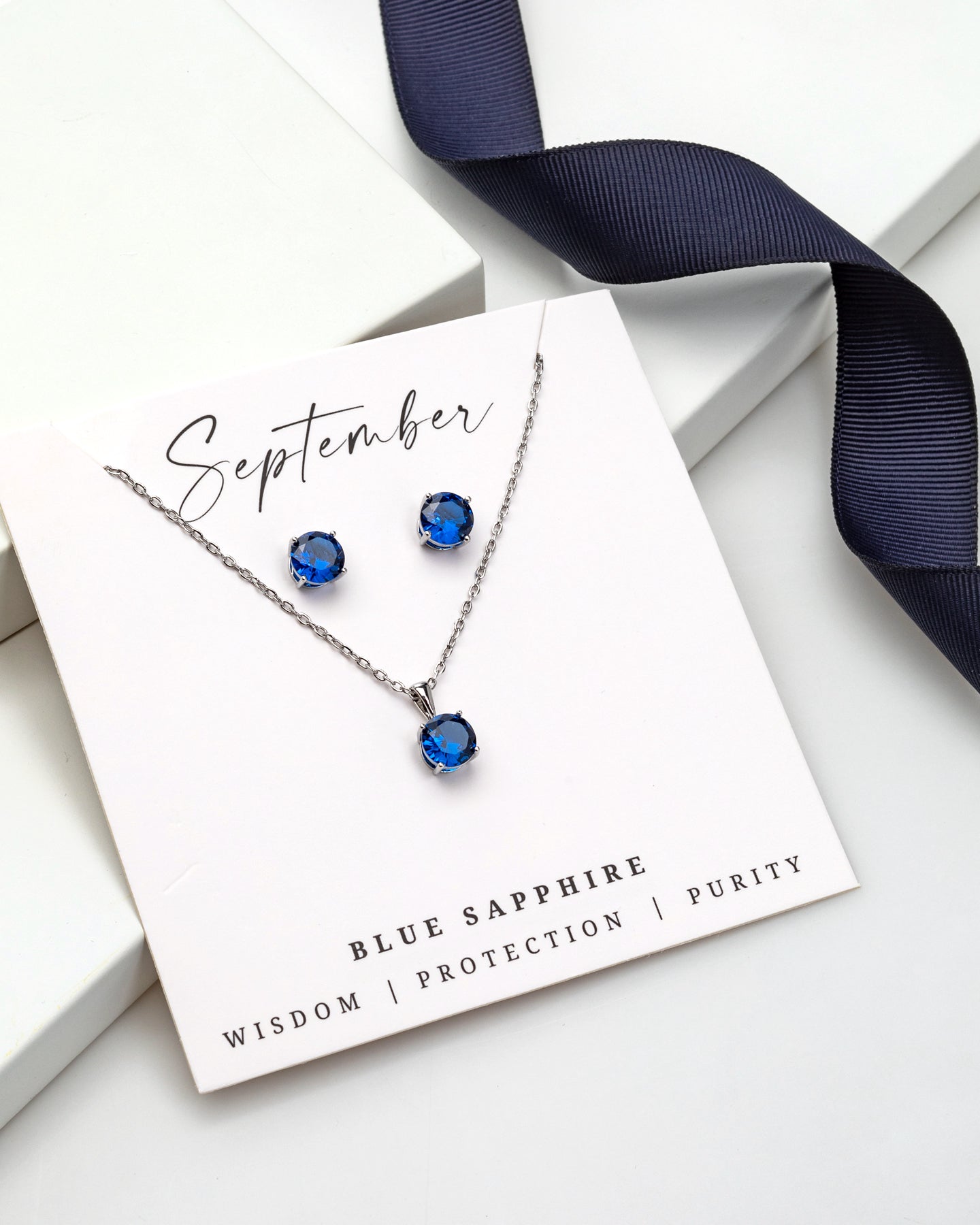 CZ Birthstone Stud Earring & Circular Pendant Set