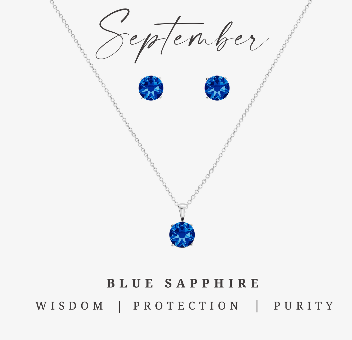 CZ Birthstone Stud Earring & Circular Pendant Set