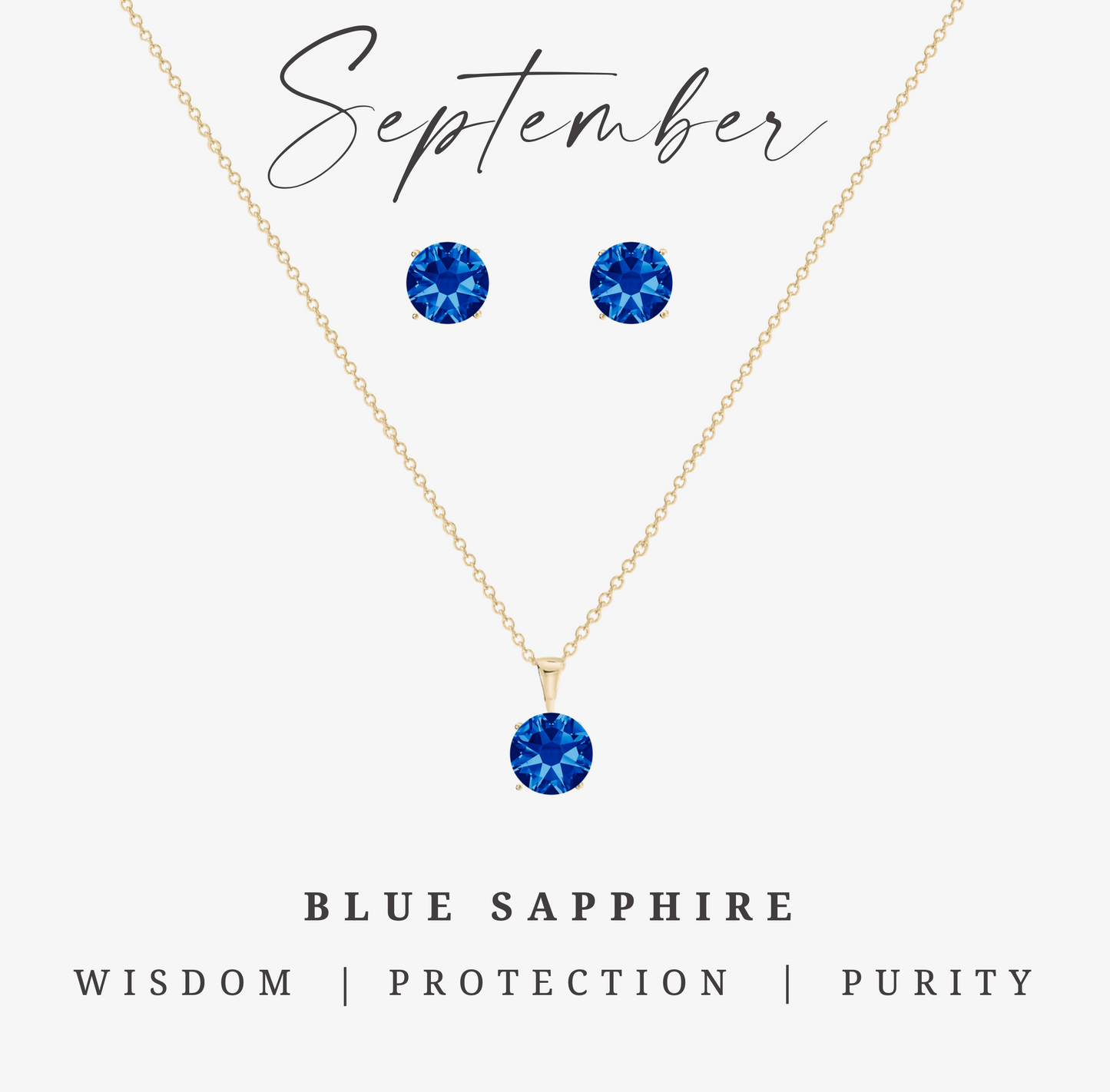 CZ Birthstone Stud Earring & Circular Pendant Set