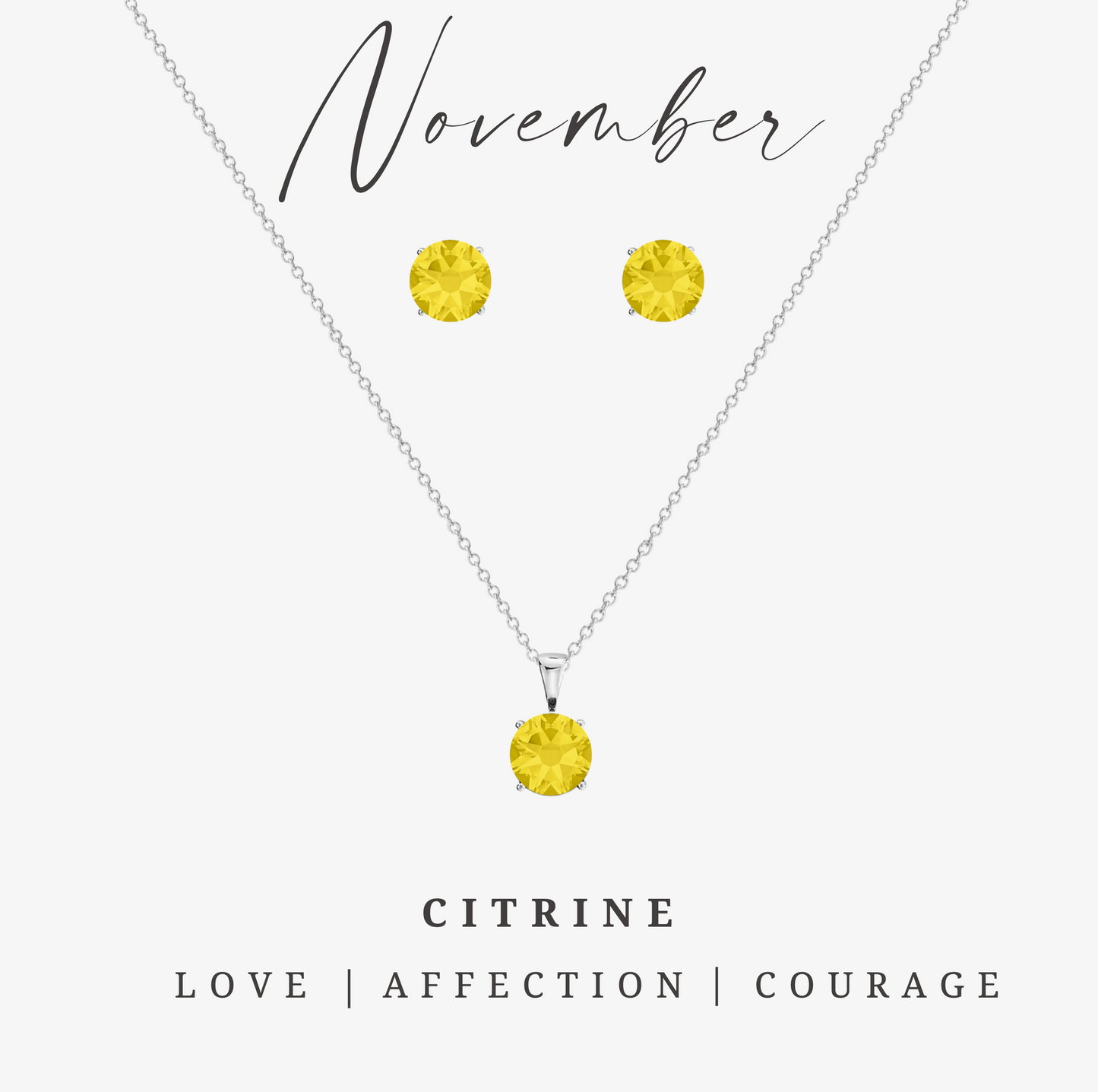 CZ Birthstone Stud Earring & Circular Pendant Set