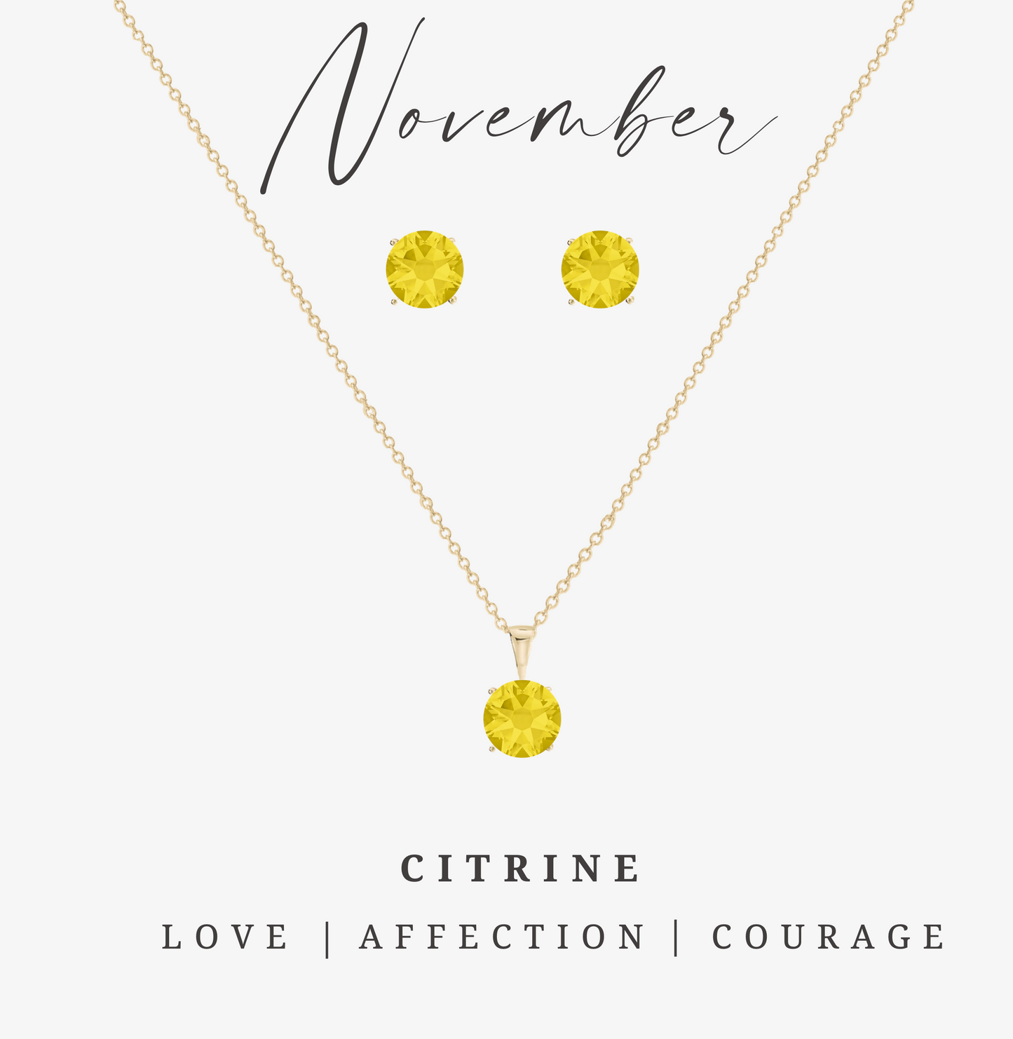 CZ Birthstone Stud Earring & Circular Pendant Set