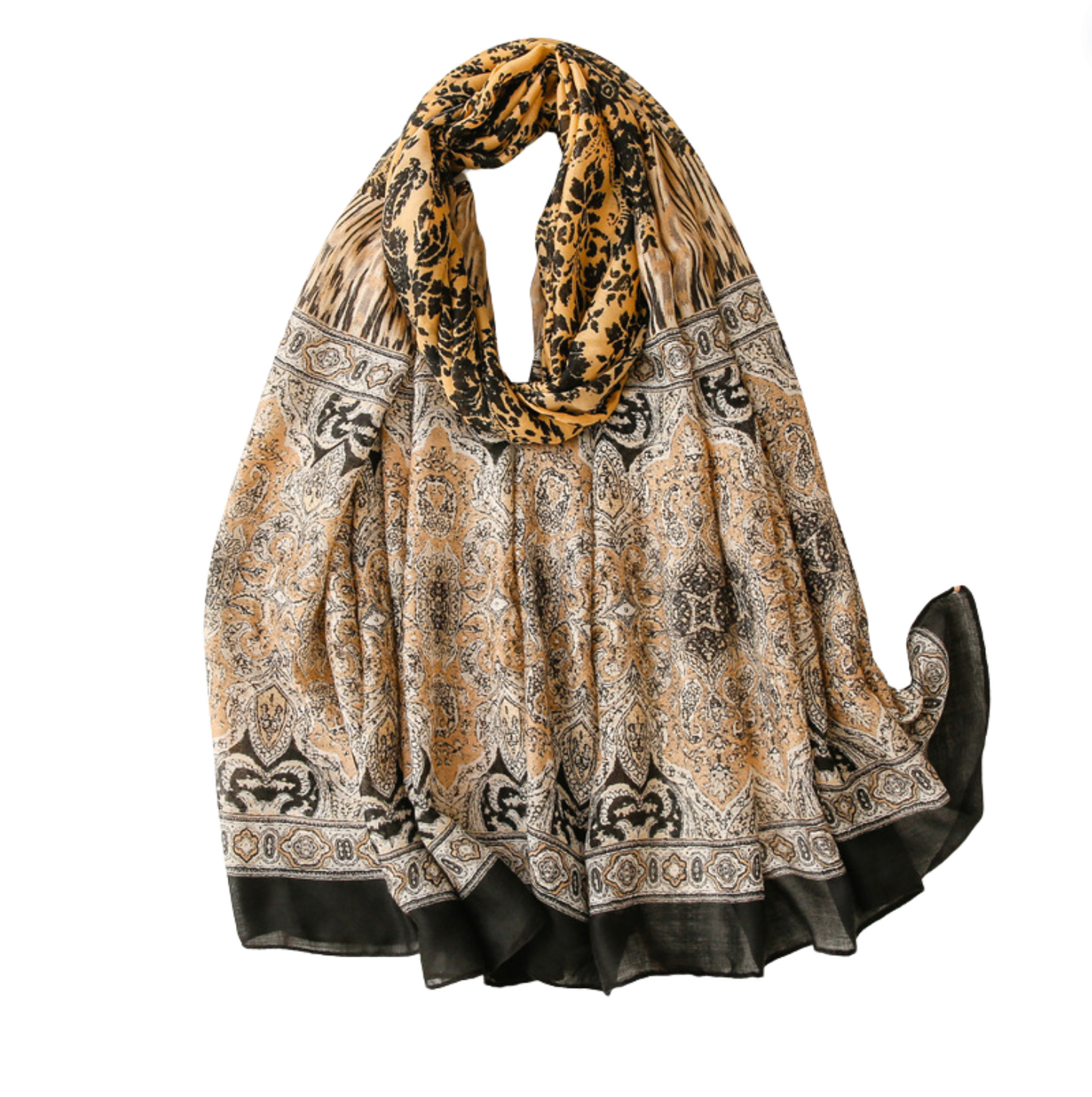 Brown And Black Damask Scarf