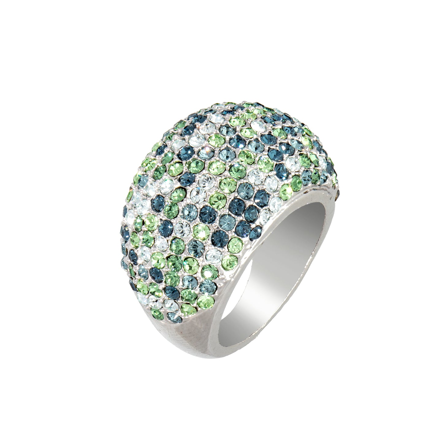 Crystal Pave Dome Cocktail Ring with Swarovski Crystals – Bold Statement Sparkle for Women