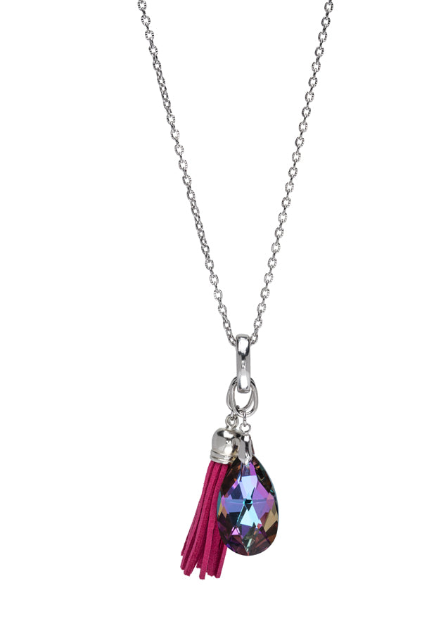 2-in-1 Tassel Teardrop Crystal Long Necklace