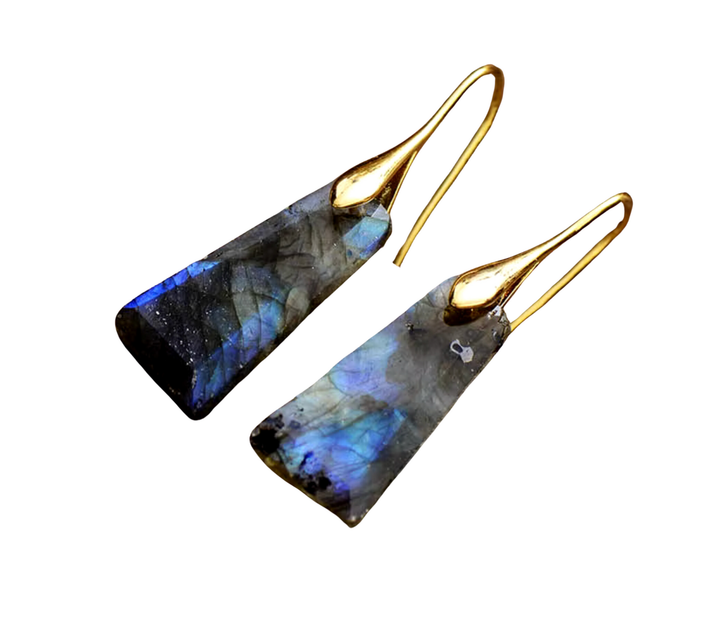 Goldtone Labradorite Geometric Drop Earrings