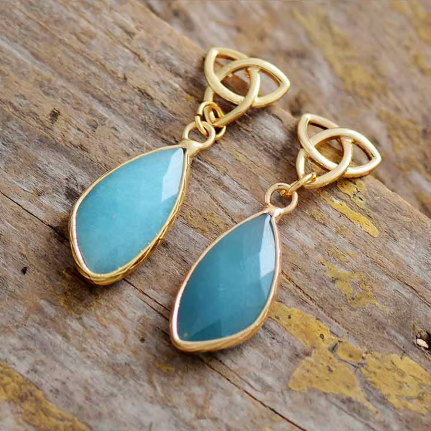 Natural Goldtone Amazonite Earrings