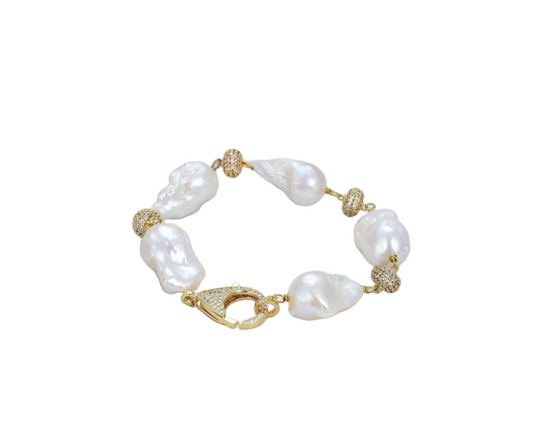 Keshi Freshwater Pearl & Goldtone Bracelet