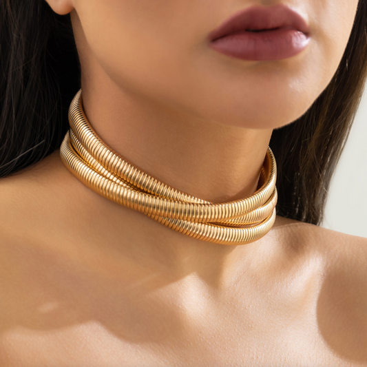 Goldtone Triple Choker Necklace