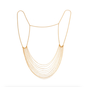 Goldtone Dainty Layered Chain Bib Necklace