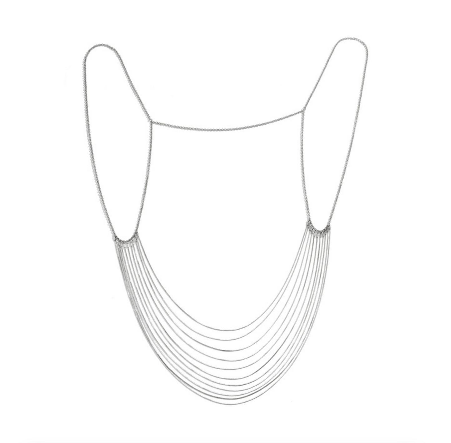 Silvertone Dainty Layered Chain Bib Necklace