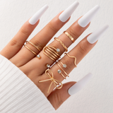 Crystal And Gold Wrap Ring And Knuckle Set