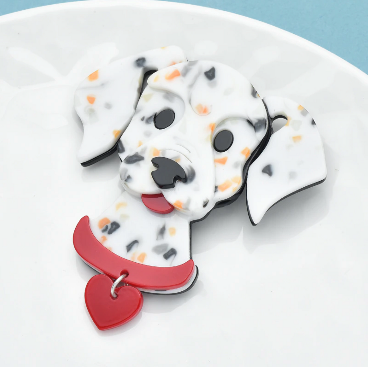 Dalmatian With Red Collar Brooch