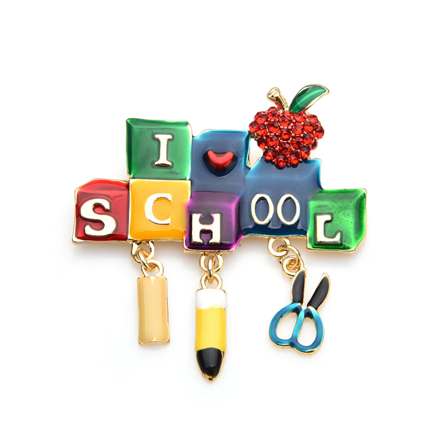 I Love School Charm Brooch