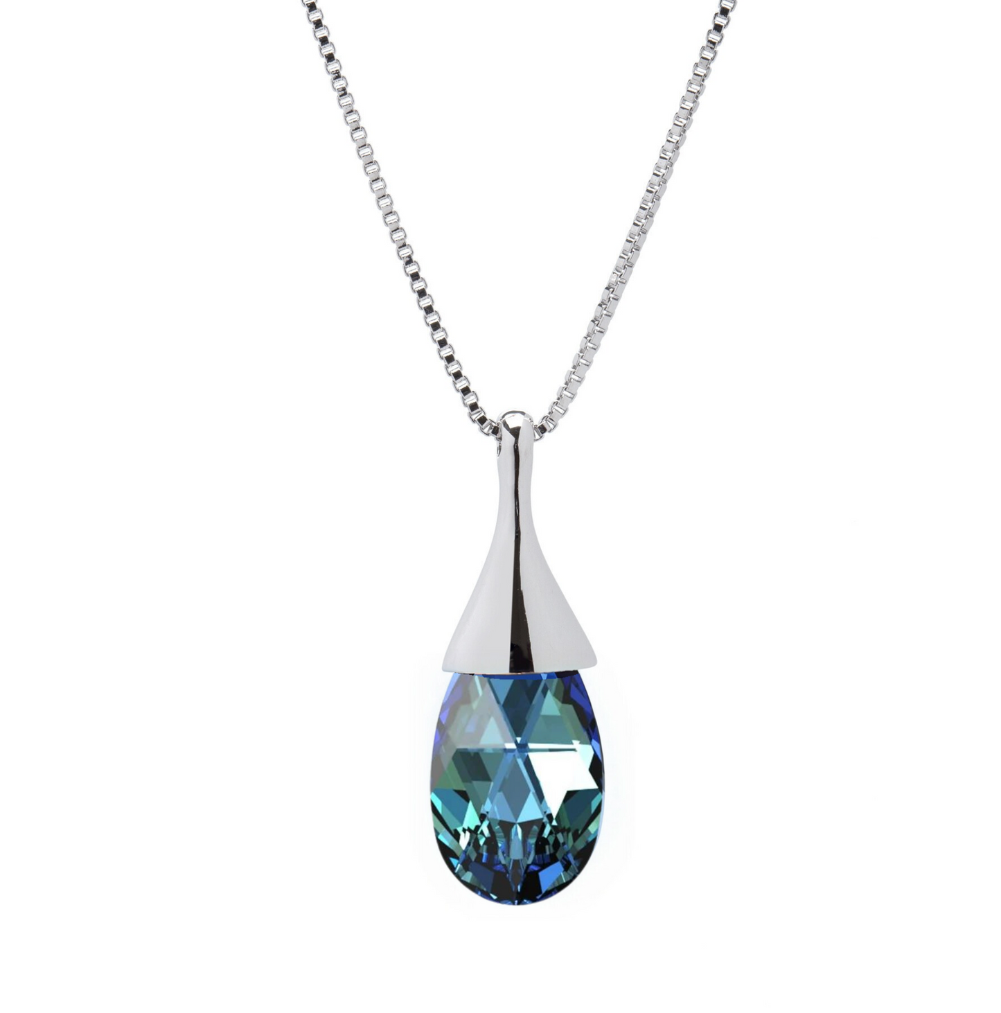 Teardrop Faceted Crystal Pendant Necklace