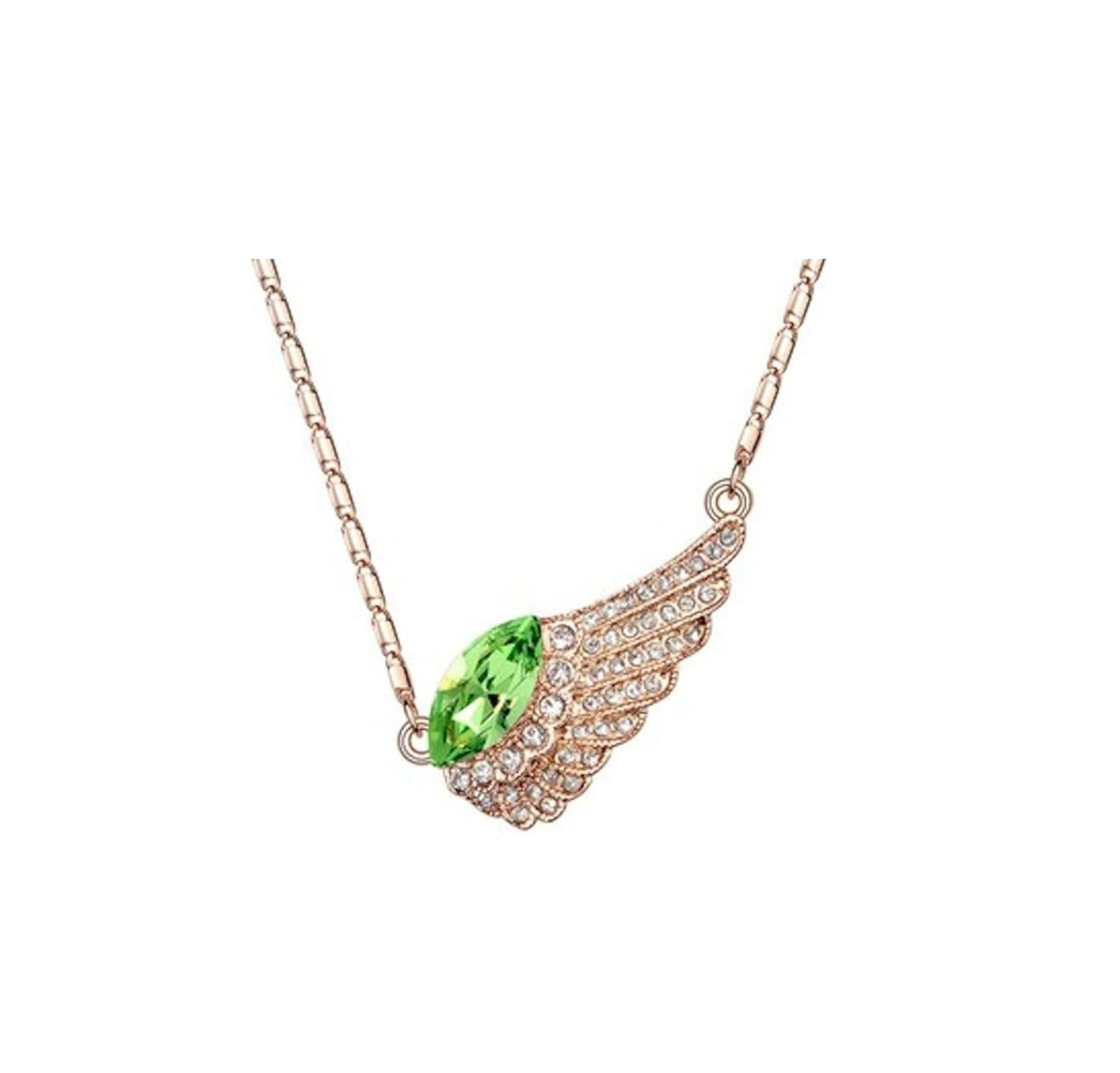 Wing Necklace with Peridot Swarovski Crystal