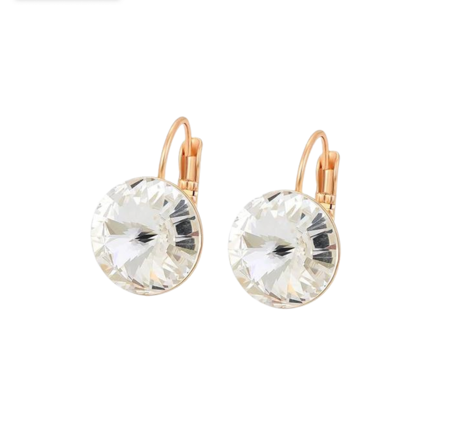 Clear Round-Cut Leverback Earrings with Swarovski Crystals