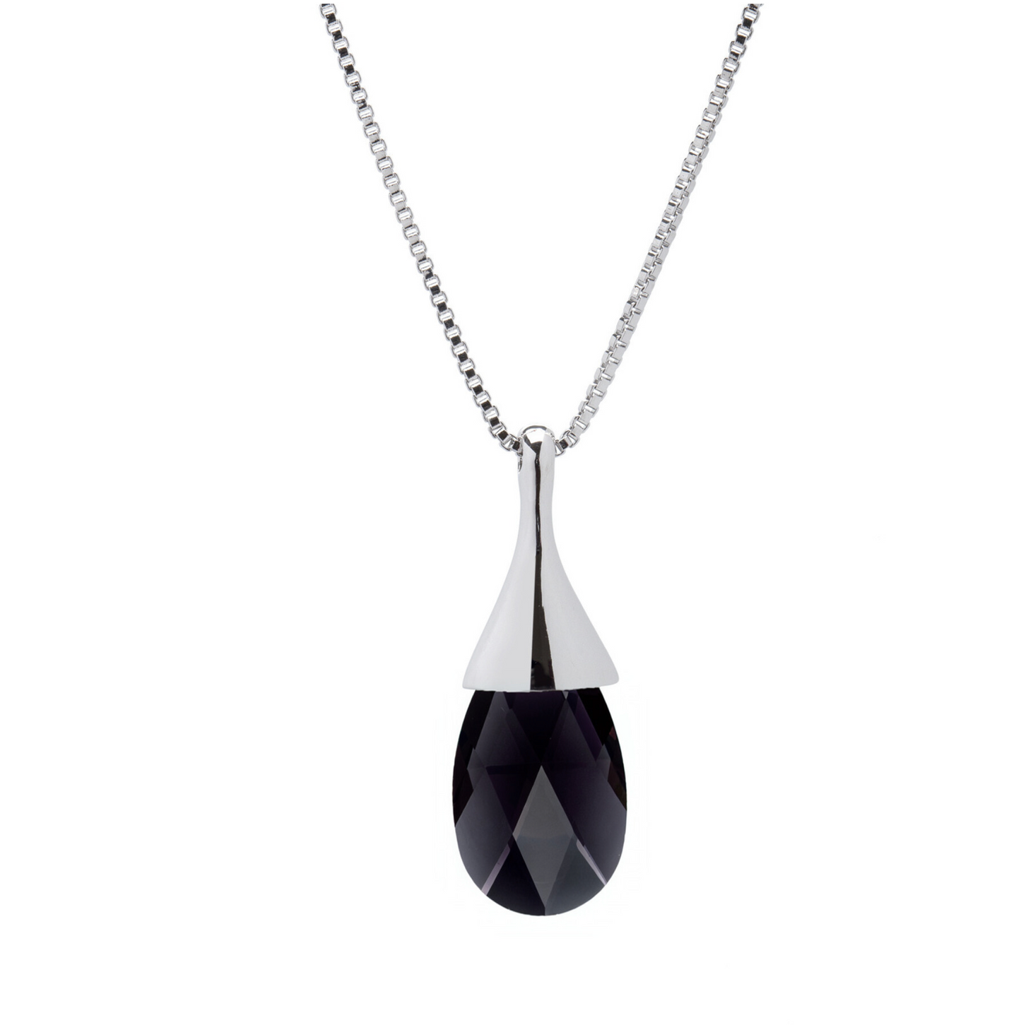 Teardrop Faceted Crystal Pendant Necklace