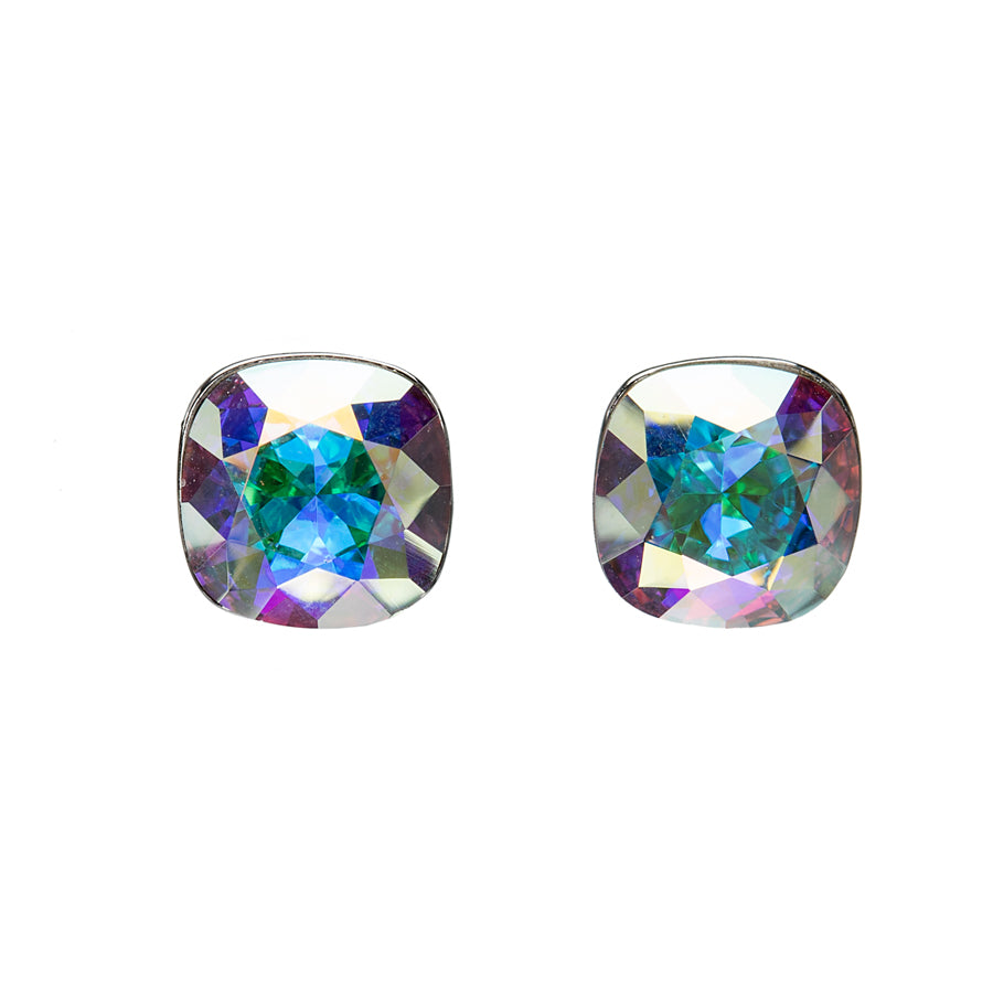 Cushion Cut Crystal Stud Earrings