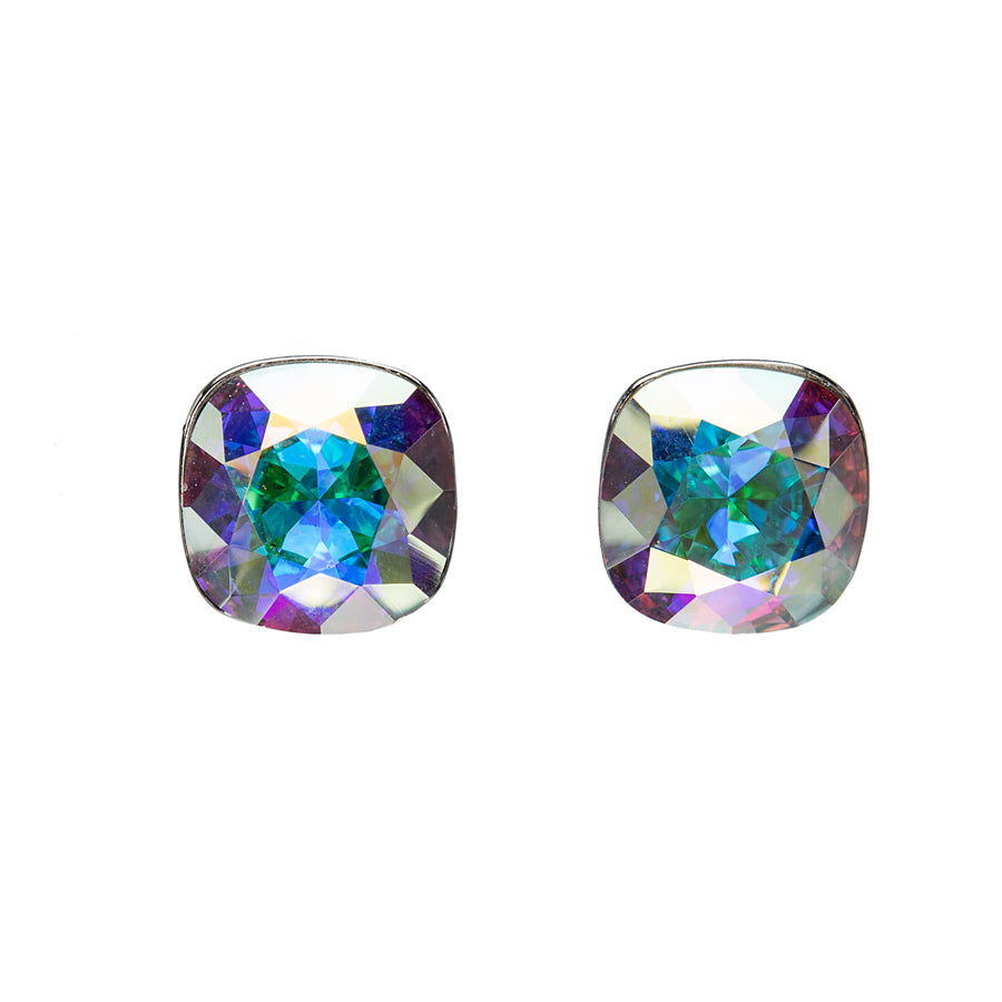 Cushion Cut Stud Earrings with Swarovski Crystals