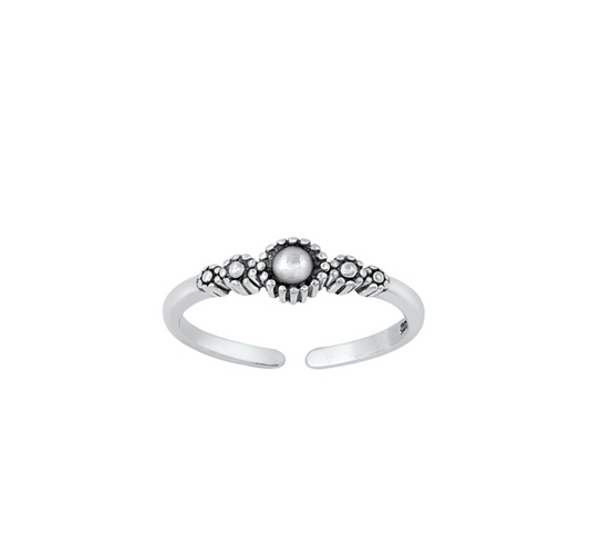 Sterling Silver Floral Toe Ring