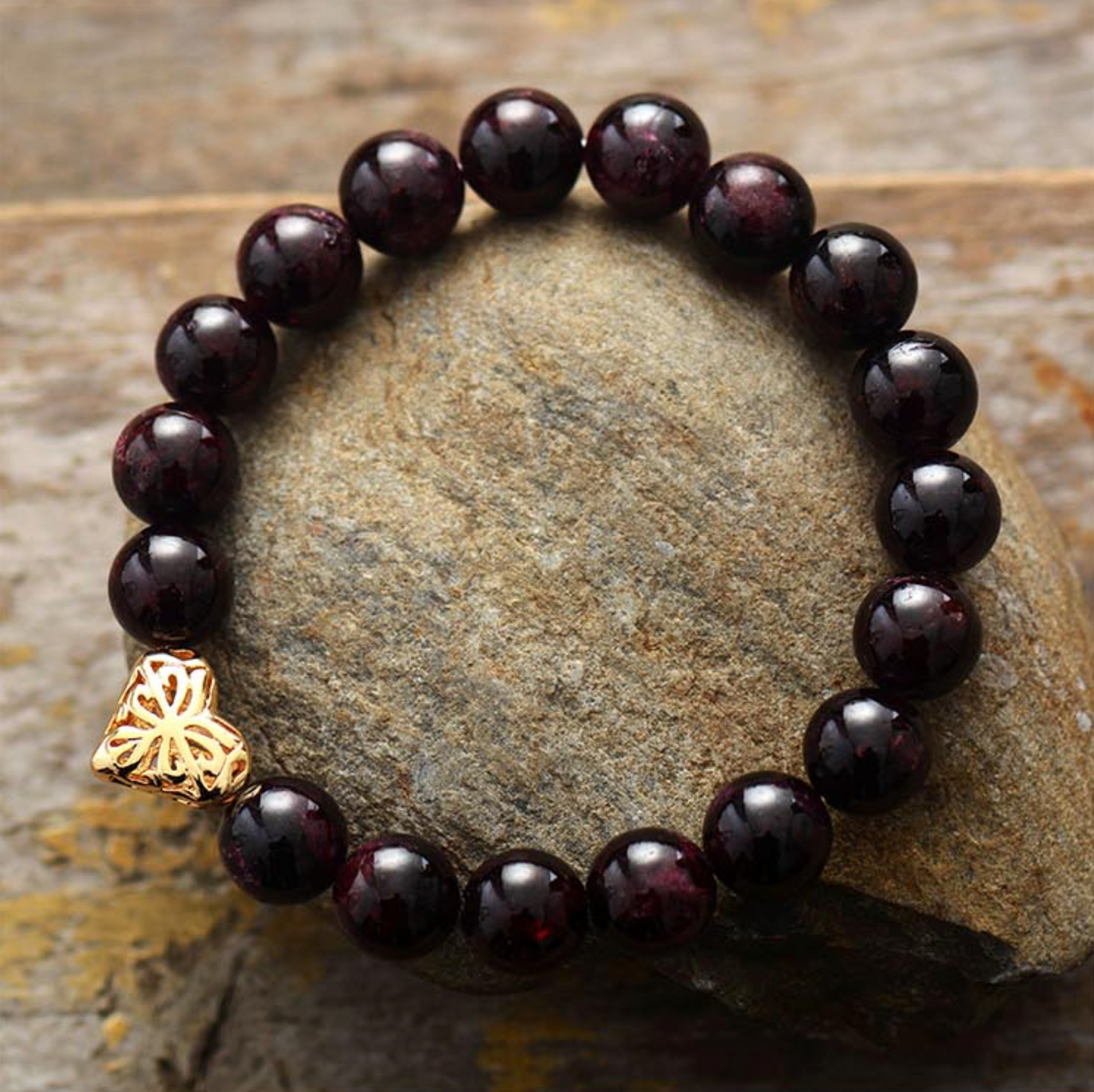 Natural Garnet Beaded Bracelet