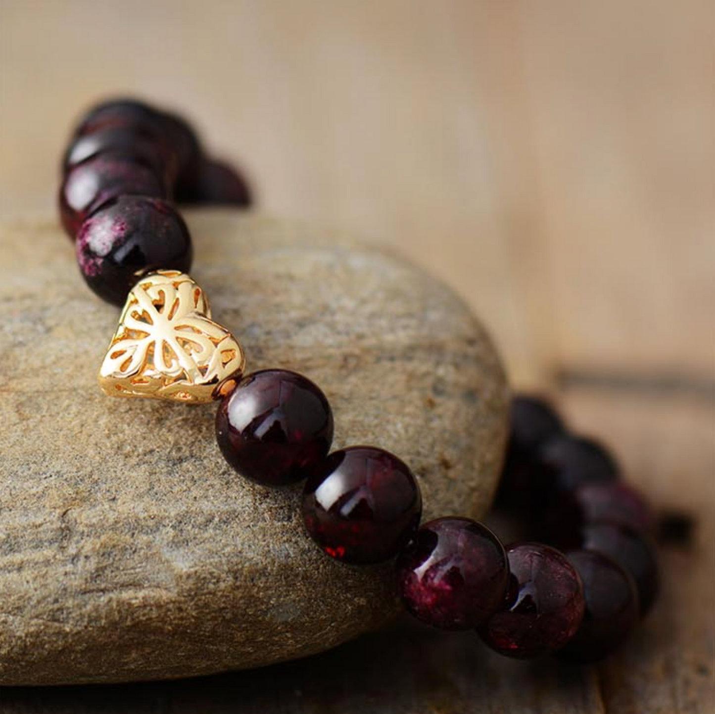 Natural Garnet Beaded Bracelet