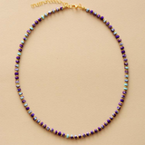 Purple Howlite & Goldtone Beaded Necklace