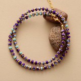 Purple Howlite & Goldtone Beaded Necklace