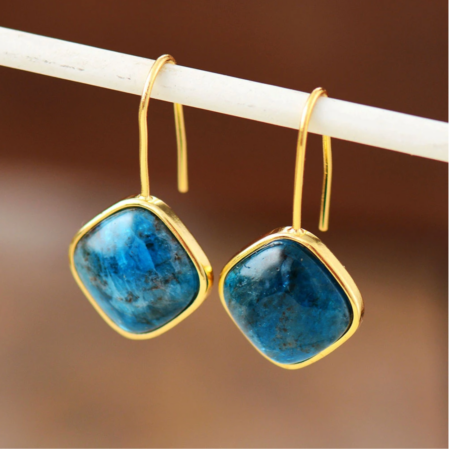 Lab-Created Apatite & Goldtone Drop Earrings