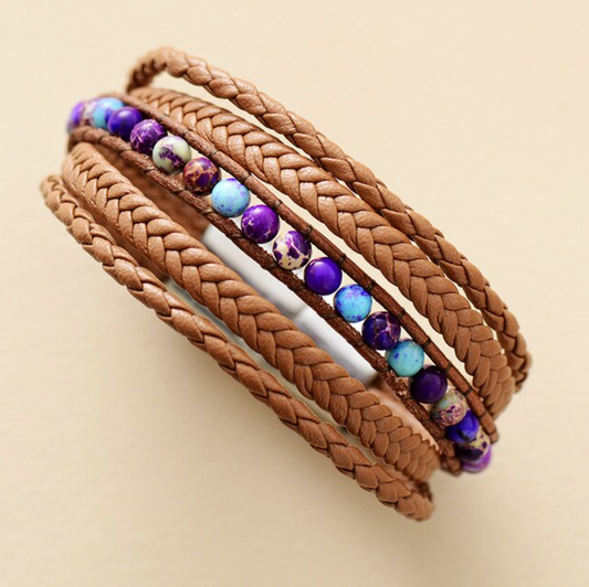 Purple Howlite Braided Stacked Bracelet