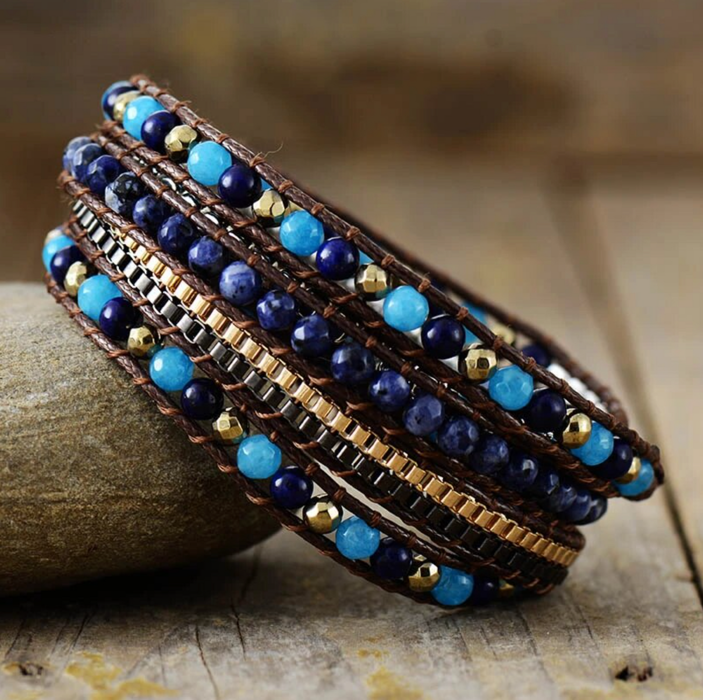 Jade & Sodalite Beaded Stacked Bracelet