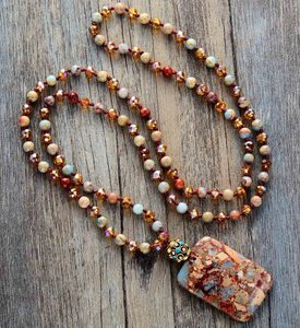 Natural Amazonite & Natural Jasper Pendant Necklace