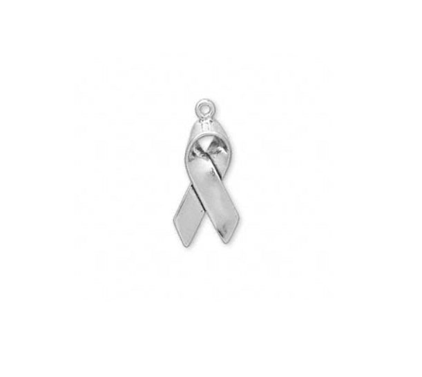 Sterling Silver Breast Cancer Ribbon Pendant Necklace