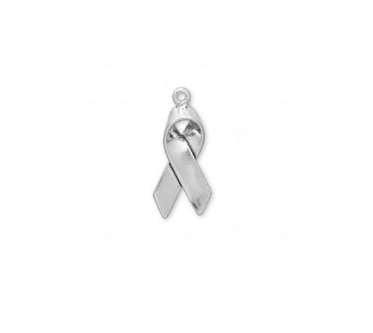 Sterling Silver Breast Cancer Ribbon Pendant Necklace